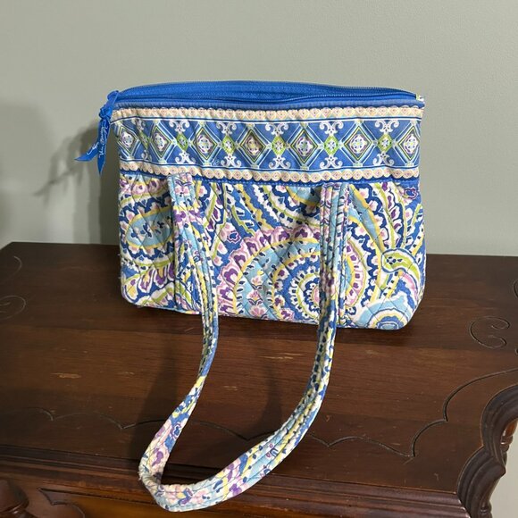 VERA BRADLEY Large "Blue Rhapsody" Quilted Shoulder Bowler Bag ~~ Retired - Picture 1 of 4